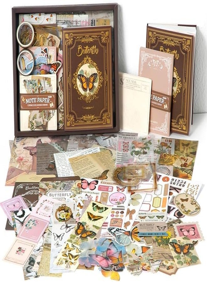 RUJVE Scrapbook Stickers Pack, Art Journal Kit, Bullet Junk Journal Planners DIY Decoration Paper Stickers Craft Kits Notebook Album Aesthetic Tape,Journaling Gift For Girl (Brown Butterfly Scrapbook) - Image 3